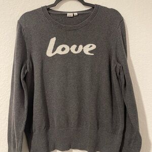Gap Women's Grey Sweater with 'Love' Design